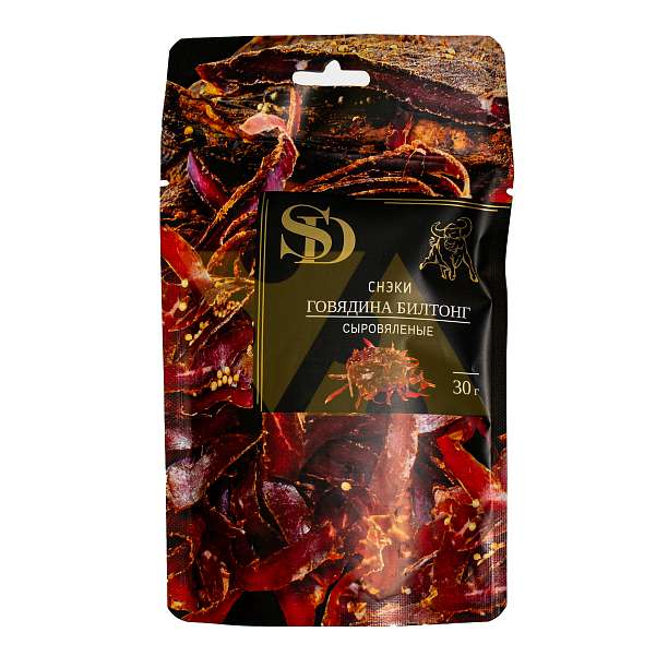 Снэки из говядины Билтонг сыровяленые SD, нарезка, 0,030 кг  Сытный дом Россия