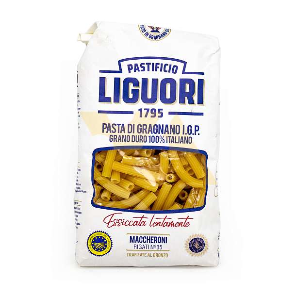 Маккерони №35, паста из Граньяно I.G.P. из твердых сортов пшеницы, LIGUORI, 0,5 кг (бум/упак) 0.5 кг. Liguori Pastificio Италия