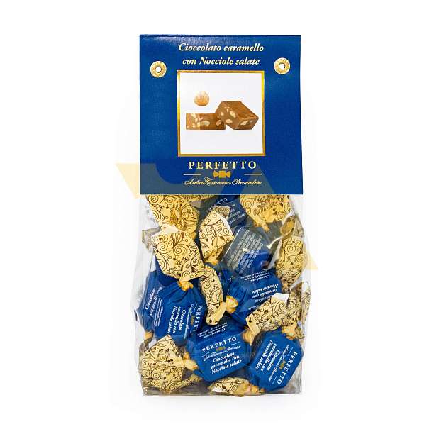 Конфеты из белого шоколада с карамелью и соленым лесным орехом PERFETTO, ANTICA TORRONERIA PIEMONTESE, 0,150 кг (пласт/пакет)  Antica Torroneria Piemontese Италия