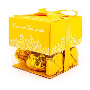 Конфеты 0142 из темного шоколада с начинкой из крема Лимончелло 50% CUNEESE al LIMONCELLO, ANTICA TORRONERIA PIEMONTESE, 0,180 кг (карт/кор жёлтый кубик)