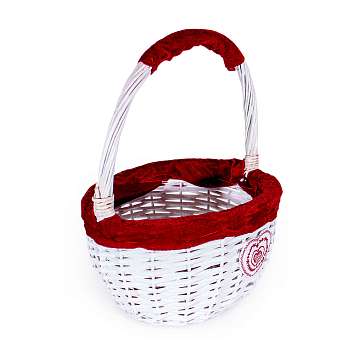 Корзина малая  лоза белая с бархатной каймой (высота 38, длина 30, ширина 22)