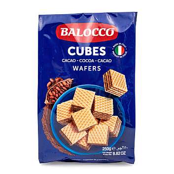 Вафли с кремом какао, кубики, BALOCCO, 0,25 кг
