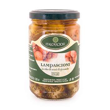 Лампашони (дикий лук) в подсолнечном масле, ITALCARCIOFI, 0,28 кг/0,17 кг/0,314 л (ст/б)