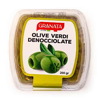 Оливки зеленые без косточек, GRANATA, 0,200кг/0,450 кг (пл/стакан)