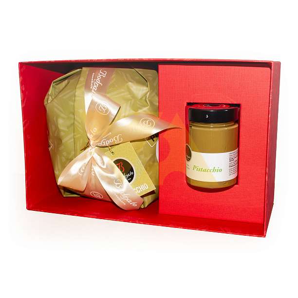 Набор Панеттоне фисташковый и фисташковый крем, BODRATO CIOCCOLATO, 1,170 кг (красная карт/кор)  Bodrato Cioccolato Италия