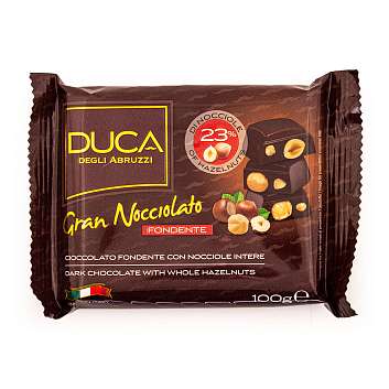 Шоколад темный с цельным лесным орехом Gran Nocciolato DUCA, CEREALITALIA, 0,100 кг