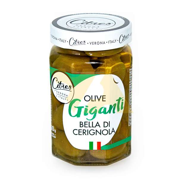Оливки гигантские с косточками Белла ди Чериньола, CITRES, 0,290 кг/0,160 кг (ст/б)  Citres Италия