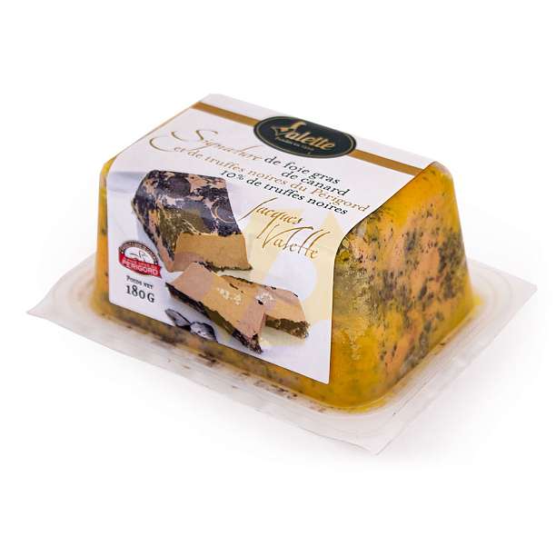 Фуа-гра утиная цельная с черным трюфелем из Перигора (содержание черного трюфеля 10%), VALETTE, 0,18 кг (пл/кор)  Valette Foie Gras Франция