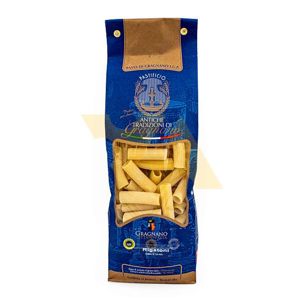 Ригатони, паста из твердых сортов пшеницы из Граньяно IGP, ANTICHE TRADIZIONI DI GRAGNANO, 0,5 кг (бум/уп)  Antiche Tradizioni di Gragnano Италия