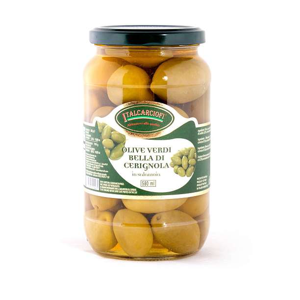 Оливки Белла Чериньола с косточкой в рассоле, ITALCARCIOFI, 0,54 кг/0,31 кг/0,58 л (ст/б)  Italcarciofi S.r.L. Италия