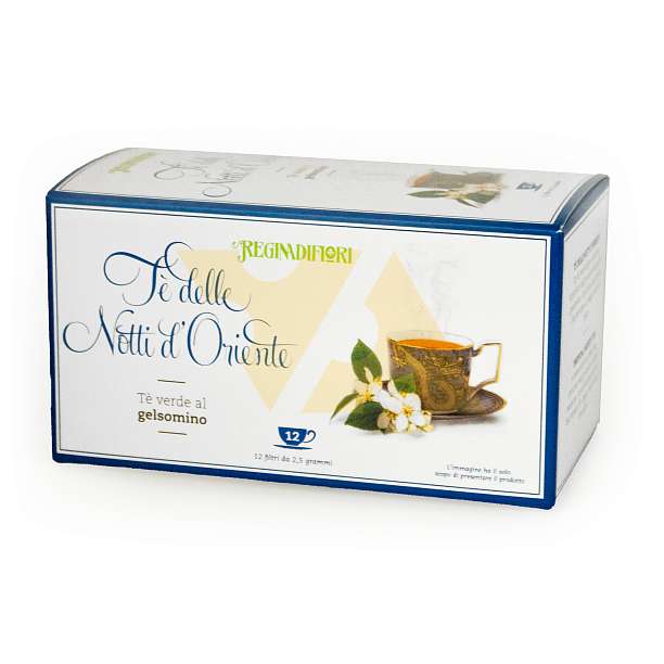 Чай зеленый с жасмином "Восточные ночи", 12 пакетиков по 2,5 гр, REGINADIFIORI, 0,030 гр (карт/кор)  REGINADIFIORI Италия