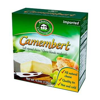 Камамбер, мягкий сыр с белой плесенью, KASEREI CHAMPIGNON, 0,125 кг