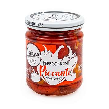 Перчики фаршированные тунцом в подсолнечном масле, CITRES, 0,190 кг/0,130 кг/0,212 л (ст/б)