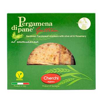 Хлебцы сардинские PERGAMENA DI PANE® Гуттиау со вкусом розмарина, CHERCHI, 0,100 кг (карт/кор)