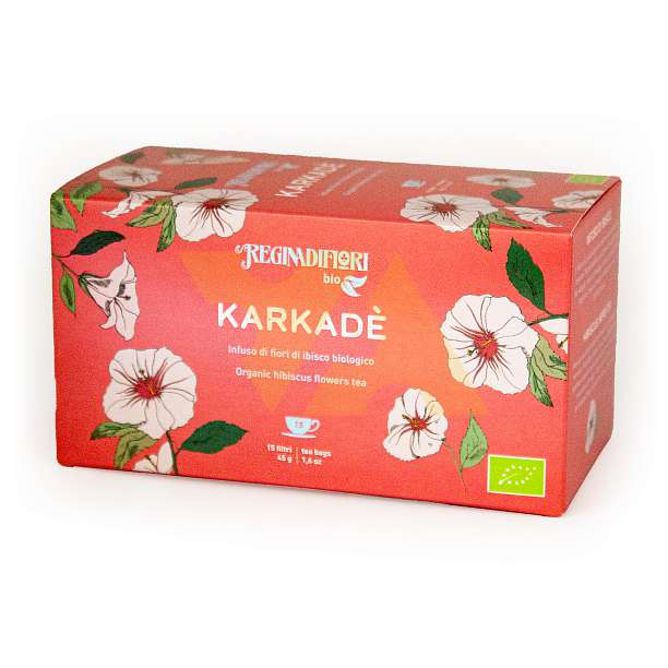 Чай травяной из цветков ибискуса KARKADE BIO, 15 пакетиков по 3 гр, REGINADIFIORI, 0,045 гр (карт/кор)  REGINADIFIORI Италия
