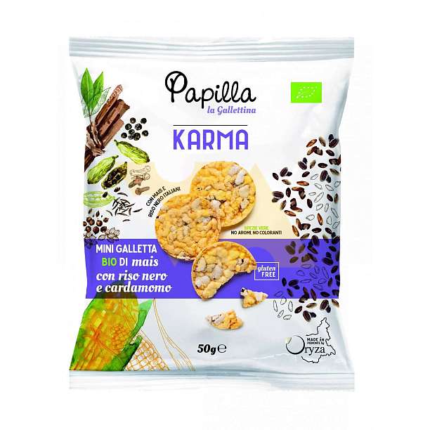 Хлебцы круглые (мини галеты) из кукурузы с черным рисом и кардамоном BIO, PAPILLA KARMA, ORYZA, 0,05 кг  Oryza s.r.l. Италия