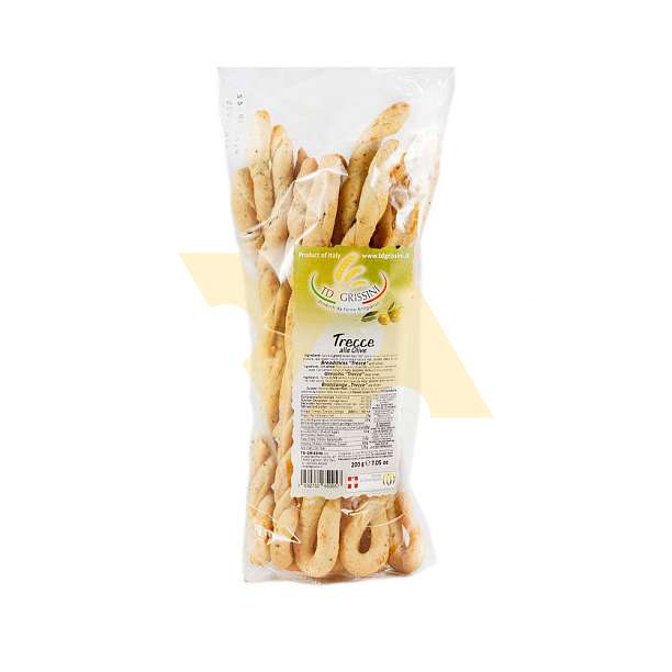 Тречче с оливками, хлебные палочки косичкой, TD GRISSINI, 0,200 кг  0.2 кг. TD GRISSINI Италия