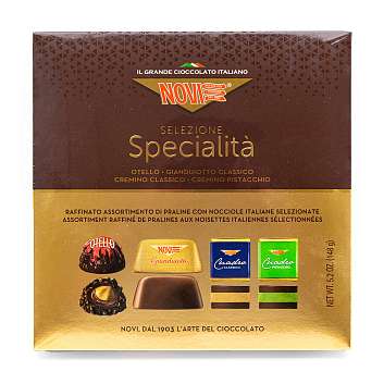 Пралине шоколадные конфеты ассорти, 3024, NOVI, 0,148 кг (карт/кор)