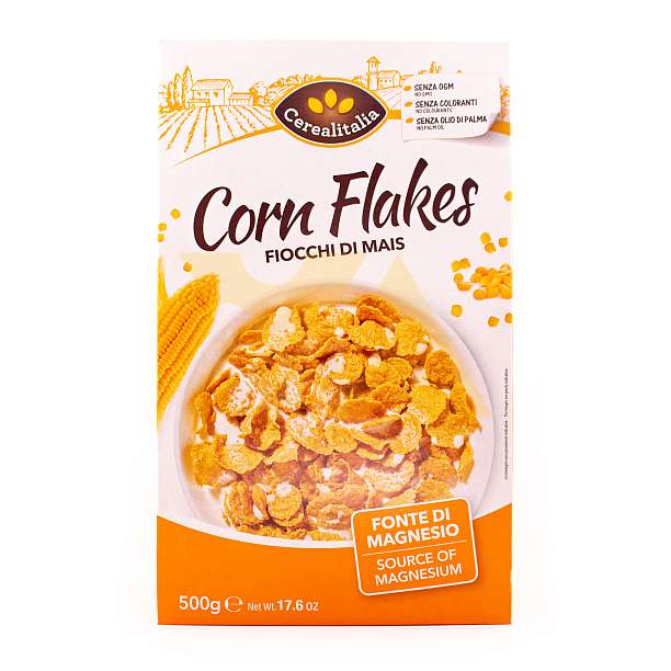 Хлопья кукурузные, сухой завтрак, CEREALITALIA, 0,500 кг (карт/кор)  Cerealitalia Италия