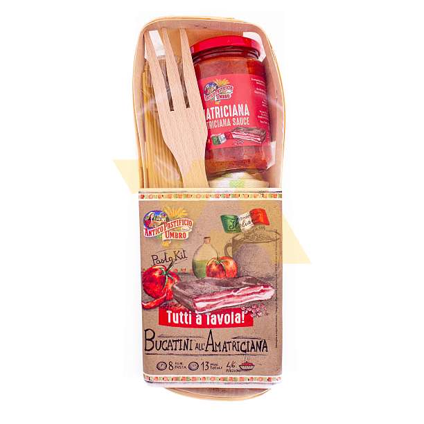 Набор подарочный Букатини Аматричана и полотенцем, с деревянной вилкой, TUTTI a TAVOLA, 0,9 кг