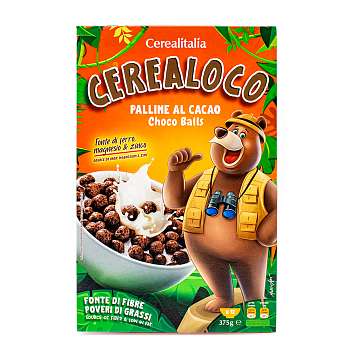 Сухой завтрак шарики с какао CEREALOCO, CEREALITALIA, 0,375 кг (карт/кор)