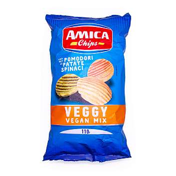 Чипсы картофельные вегетарианские (картофель, томаты, шпинат) VEGGY ALFREDO\'S, AMICA CHIPS, 0,11 кг