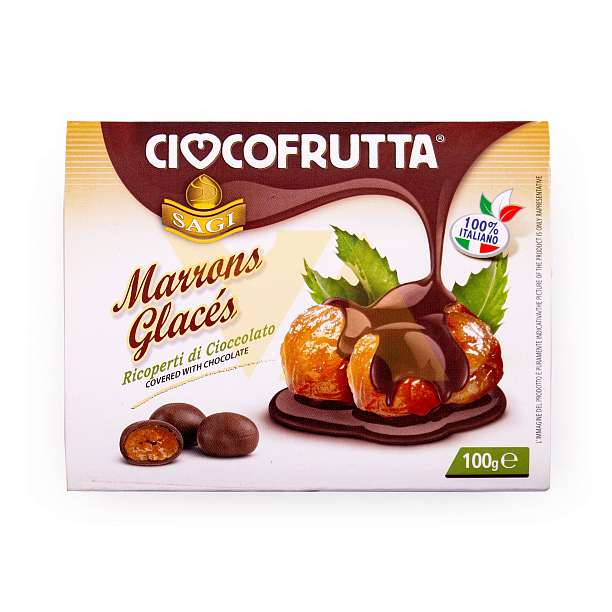 Каштан засахаренный в темном шоколаде (30%), CIOCCOFRUTTA, 0,100 кг (пласт/ван)  Ciocofrutta Италия
