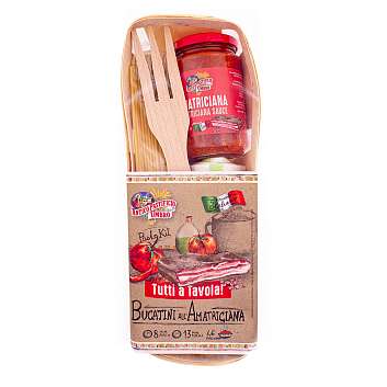 Набор подарочный Букатини Аматричана и полотенцем, с деревянной вилкой, TUTTI a TAVOLA, 0,9 кг