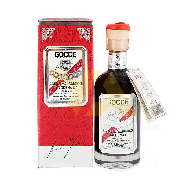 J0128 Уксус бальзамический из Модены IGP GOCCE, выдержка 15 лет, кислотность 6%, 0,25 л (бордовая коробка)  Acetaia Leonardi Италия