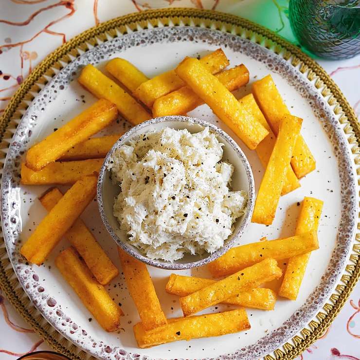 Треска монтебьянко и запеченная полента