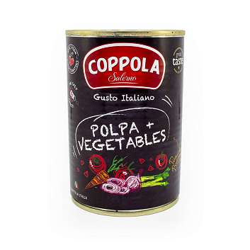Томаты резаные Польпа с овощами COPPOLA, 0,4 кг/0,24 кг/0,425 л (ж/б)