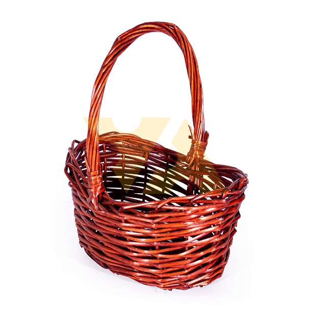 Корзина средняя рыжая лоза овальная (высота 35, длина 31, ширина 22)