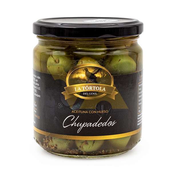 Оливки зеленые раздробленные с косточками "CHUPADEDOS", LA TORTOLA, 0,370 кг/0,200 кг (ст/б)  LA TORTOLA Испания