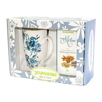 Набор подарочный Чай "Волшебник Мерлин " 45 гр,15 пакетиков по 3 гр, и кружка фарфоровая 500 мл REGINADIFIORI (подарочная карт/кор)