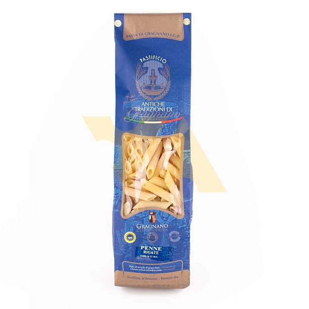 Пенне Ригате, паста из твердых сортов пшеницы из Граньяно IGP, ANTICHE TRADIZIONI DI GRAGNANO, 0,5 кг (бум/уп) 0.5 кг. Antiche Tradizioni di Gragnano Италия