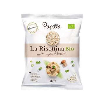 Хлебцы круглые (мини галеты) из неочищенного риса с белыми грибами BIO, PAPILLA RISOTINA , ORYZA, 0,04 кг
