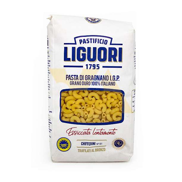 Кифферини №81, паста из Граньяно I.G.P. из твердых сортов пшеницы, LIGUORI, 0,5 кг (бум/упак) 0.5 кг. Liguori Pastificio Италия