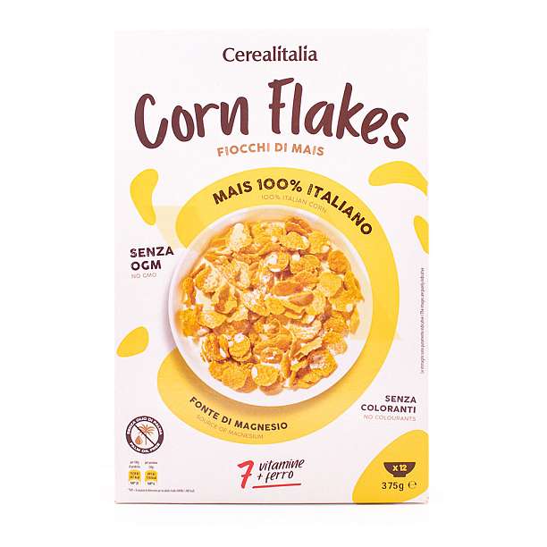 Хлопья кукурузные обагащенные семью витаминами и железом, сухой завтрак, CEREALITALIA, 0,375 кг (карт/кор)  Cerealitalia Италия
