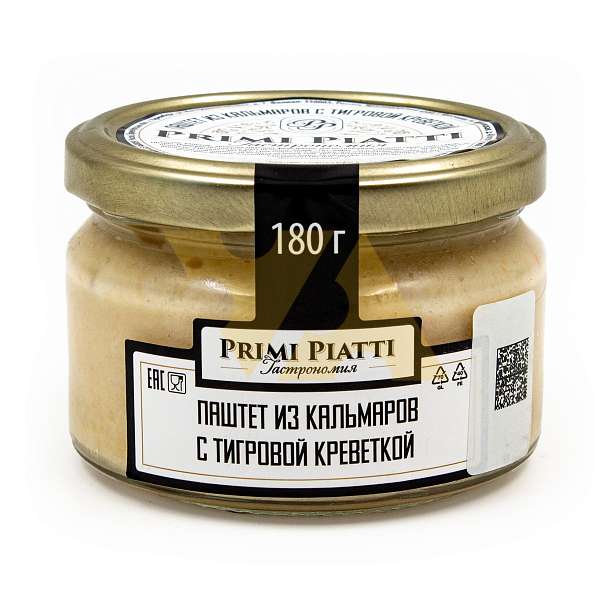 Паштет из кальмаров с тигровой креветкой т.м. PRIMI PIATTI, 0,180 кг (ст/б)  Primi piatti Россия
