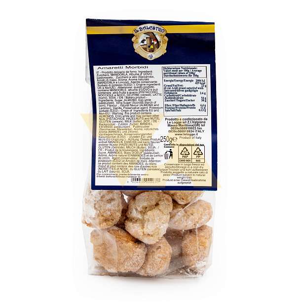 Печенье Амаретти миндальные мягкие, IL BALESTRO, 0,250 кг (пл/пак)  Le Logge Италия