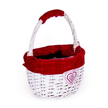 Корзина малая лоза белая с бархатной каймой малая (высота 28, длина 21, ширина 18)