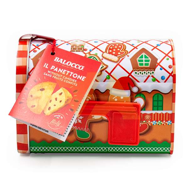 Панеттоне мини без цукатов в жестяной коробке в виде почтового ящика, рождественский кекс из Милана, BALOCCO, 0,08 кг (жест/кор) 0.08 кг. Balocco Италия
