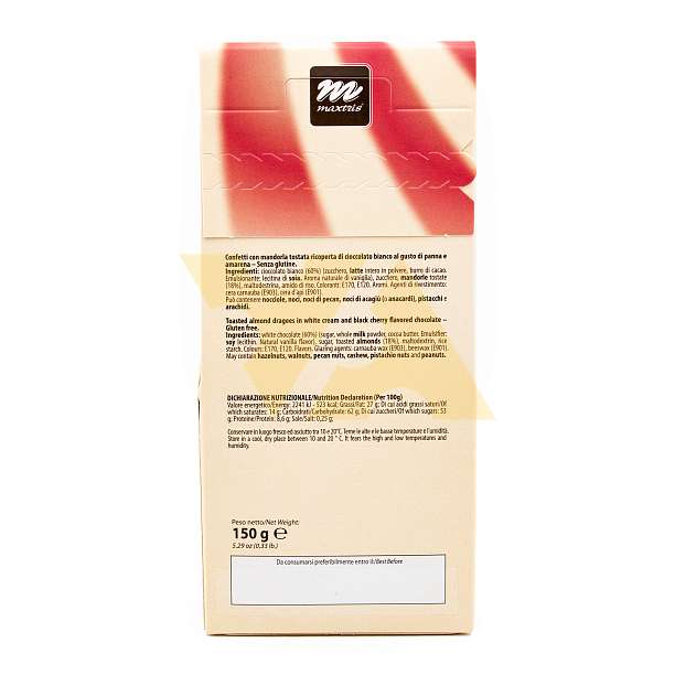 Миндаль обжаренный покрытый белым шоколадом со вкусом вишни IL MIO SNACK PREFERITO, MAXTRIS, 0,150 кг (карт/кор)  Confetti Maxtris Италия