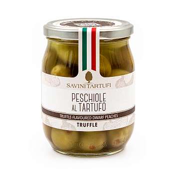 Мини персики с черным летним трюфелем, SAVINI TARTUFI, 0,500 кг (ст/б)