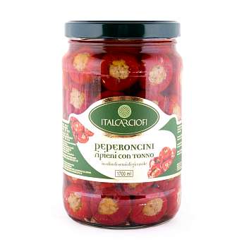 Перец фаршированный тунцом в подсолнечном масле, ITALCARCIOFI, 1,5 кг/0,9 кг/1,7 л (ст/б)