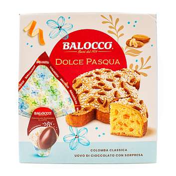Набор Пасхальный DOLCE PASQUA (Коломба классическая 700 гр и Яйцо шоколадное с сюрпризом 150 гр), BALOCCO, 0.850 кг (карт/кор)