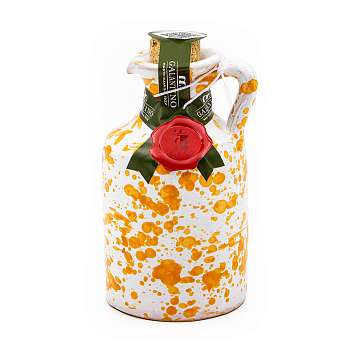 Масло оливковое первого холодного отжима FRUTTATO MEDIO, GALANTINO, 0,1 л (глиняный кувшин FANTASIA GIALLO желтый)