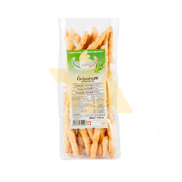 Гриссинотти с розмарином, хлебные палочки толстые, TD GRISSINI, 0,2 кг 0.2 кг. TD GRISSINI Италия