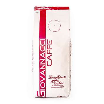 Кофе в зернах без кофеина DECAFFEINATO, смесь обжаренная 100% Арабика, GIOVANNACCI, 0,500 кг (фольг/п)