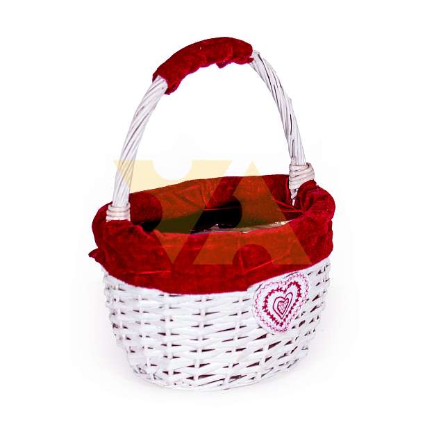 Корзина малая лоза белая с бархатной каймой малая (высота 28, длина 21, ширина 18)